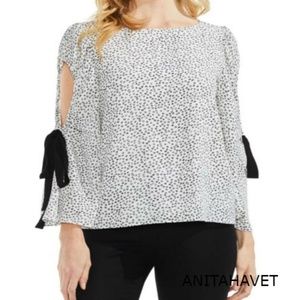 VINCE CAMUTO Floral Bell Sleeve Cold Shoulder Top